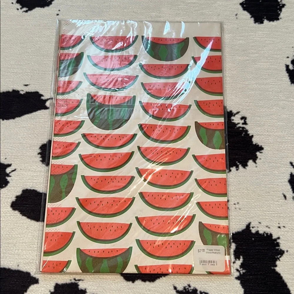 NWT Knot & Bow Watermelon newsprint wrapping paper